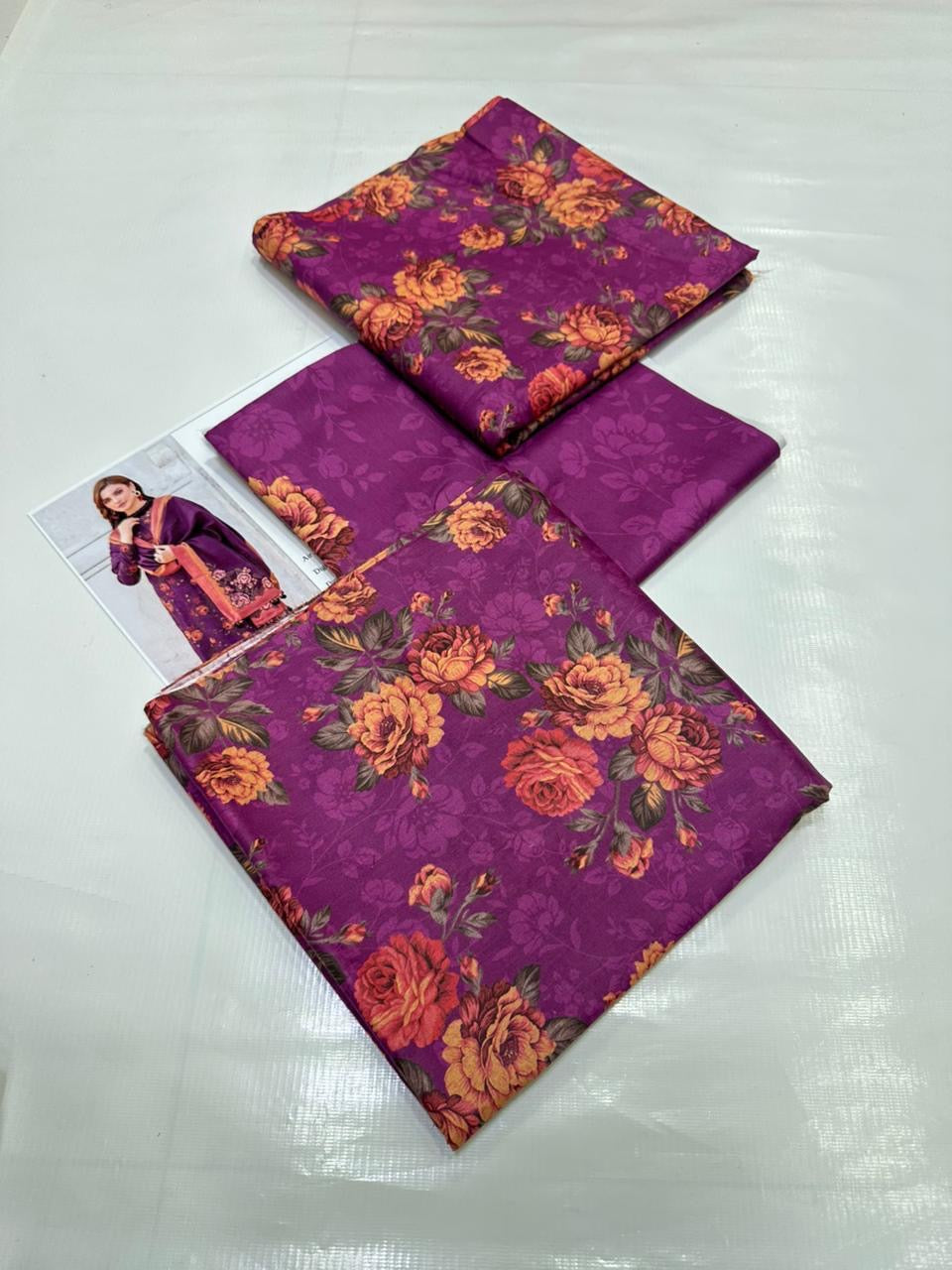 Deep Plum Floral Digital Printed Lawn Suit – A Statement of Grace