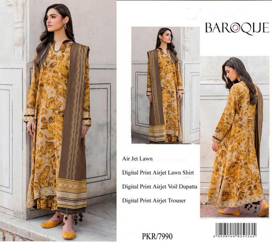 Mustard Floral Digital Printed Lawn Suit – Effortless Elegance