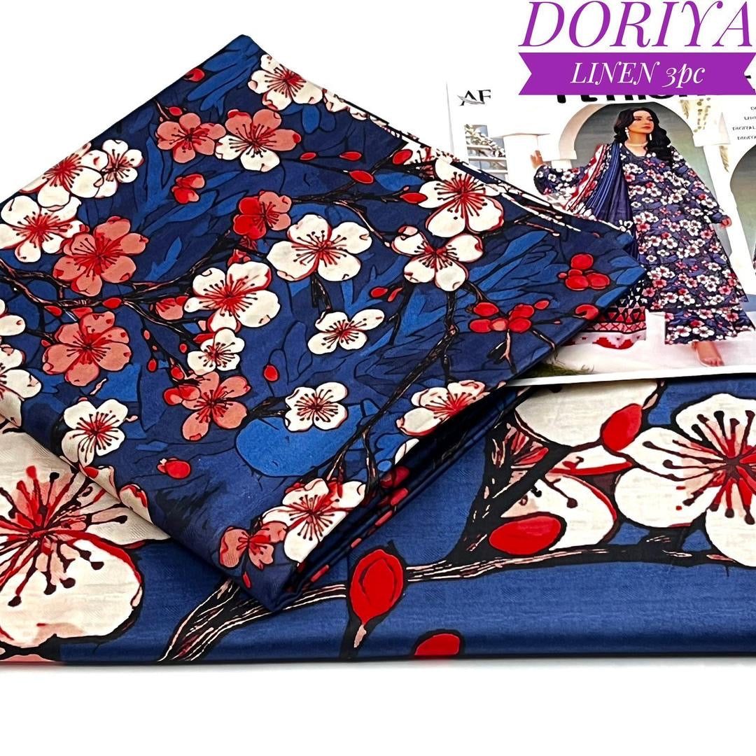 Nishat Digital Printed Bana Dora 3-Piece Suit – Royal Blue Elegance