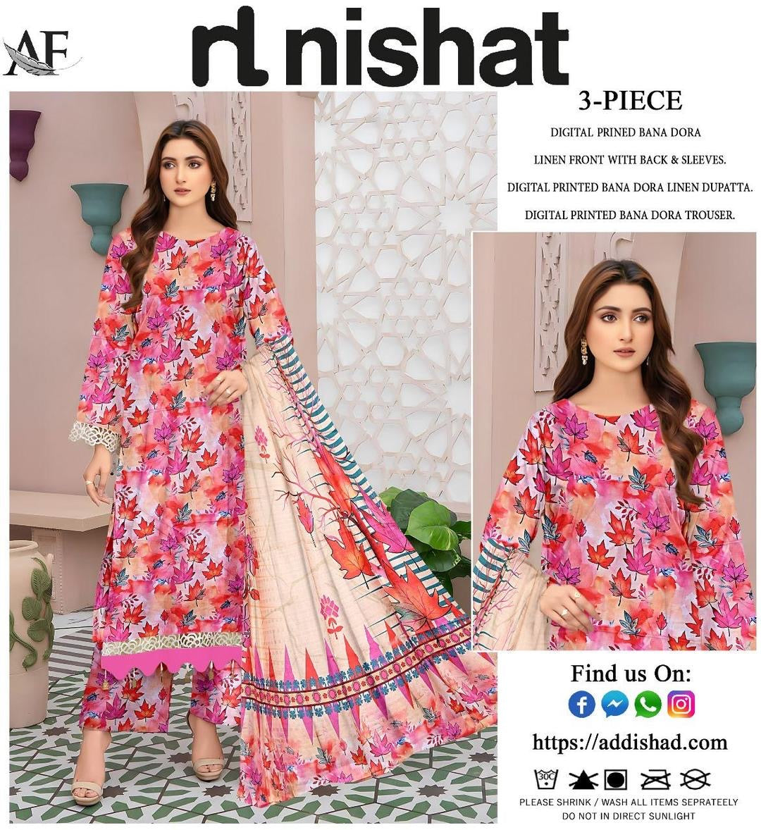 Nishat Digital Printed Bana Dora 3-Piece Suit