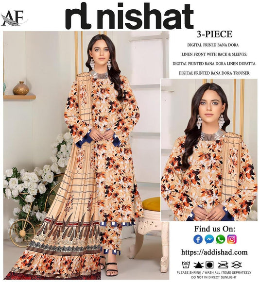 Nishat Digital Printed 3-Piece Linen Suit