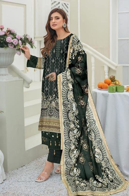 Emerald Elegance – Digital Printed 3-Piece Linen Suit