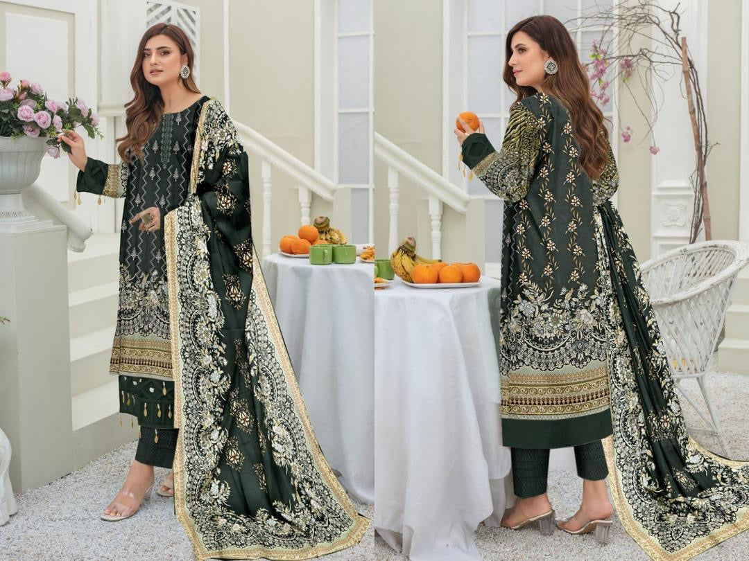 Emerald Elegance – Digital Printed 3-Piece Linen Suit