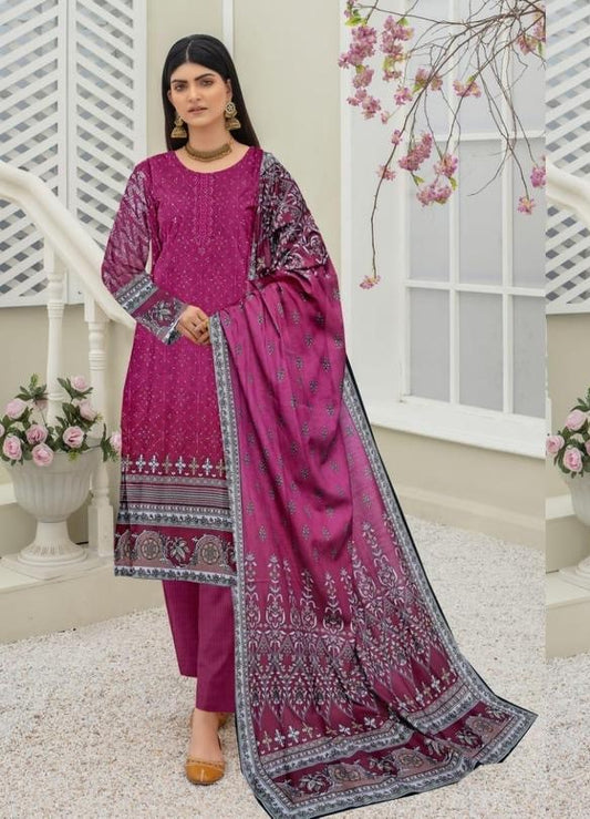 Majestic Plum Digital Printed 3-Piece Linen Suit – A Statement of Elegance