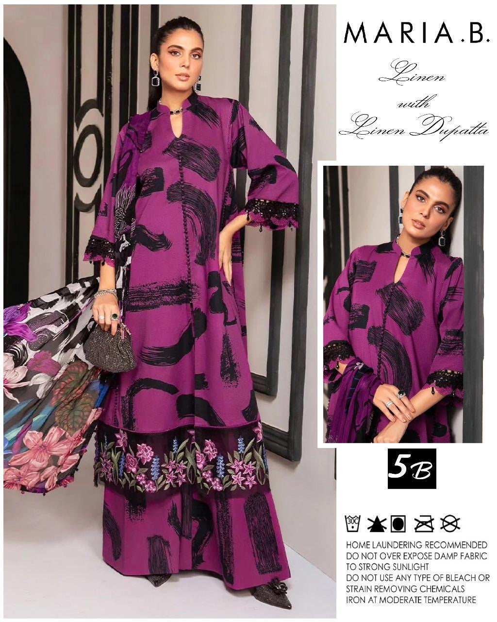 Royal Plum Abstract Embroidered Linen Suit – Effortless Elegance